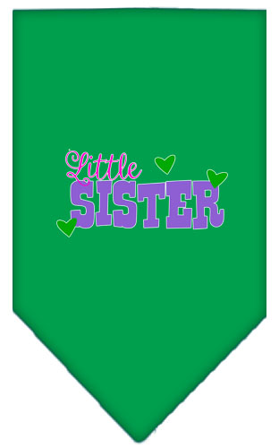 Little Sister Screen Print Bandana Emerald Green Small
